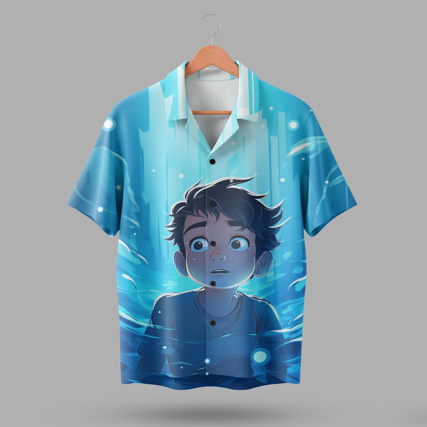 Aqua Dream Anime Shirt For Men #1001  (Aqua Blue / Sky Blue Gradient)