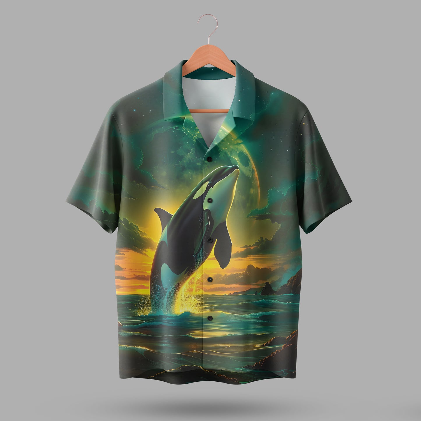 Ocean  Beast Orca Premium Printed Shirt For Men #1003  (Dark Green / Deep Teal)