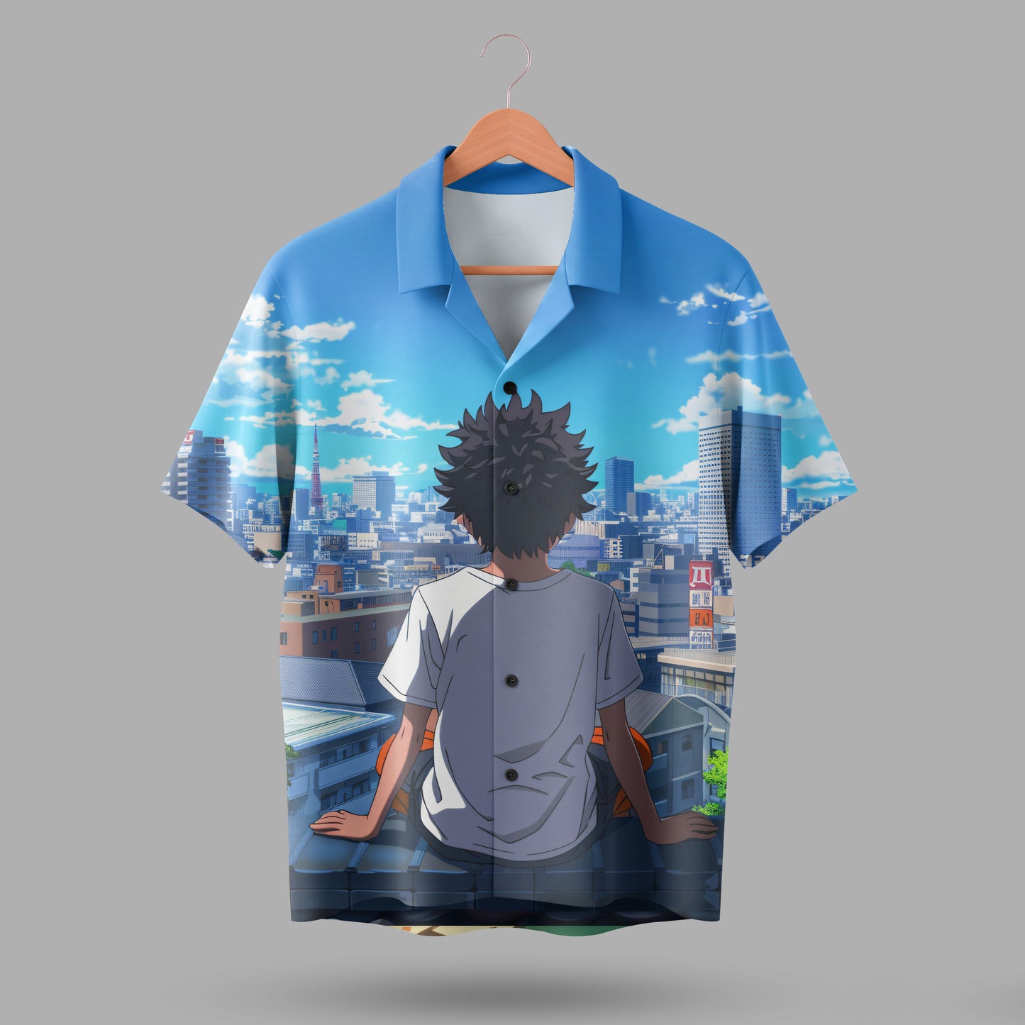 Urban  Dream's city  Anime Shirt For Men #1005  (Sky Blue)
