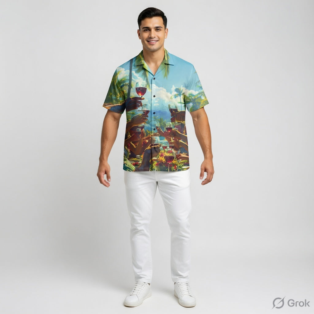 Summer vacation shirt For Men #1006  (Sky blue tropical shirt)