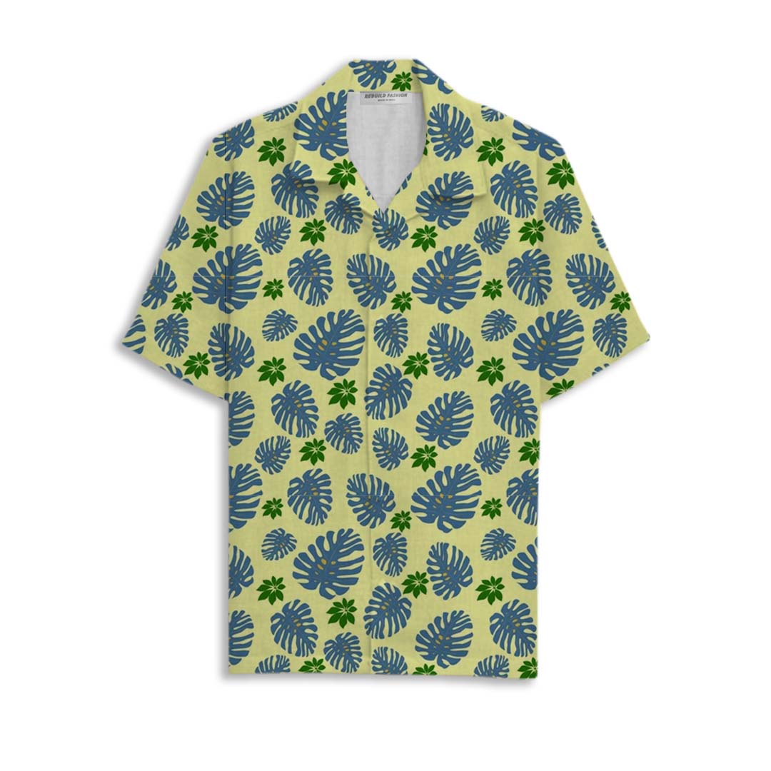 Printed Cuban Collar Shirt For Men#34